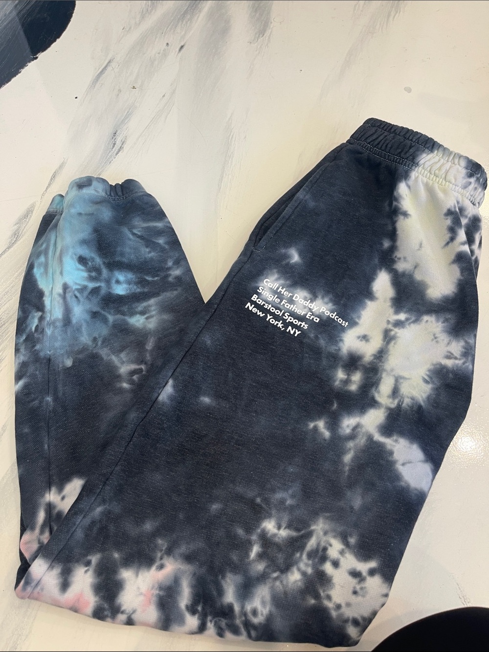 Call her daddy Tie-Dye Sweatpants with Elastic Waistband - Black & White